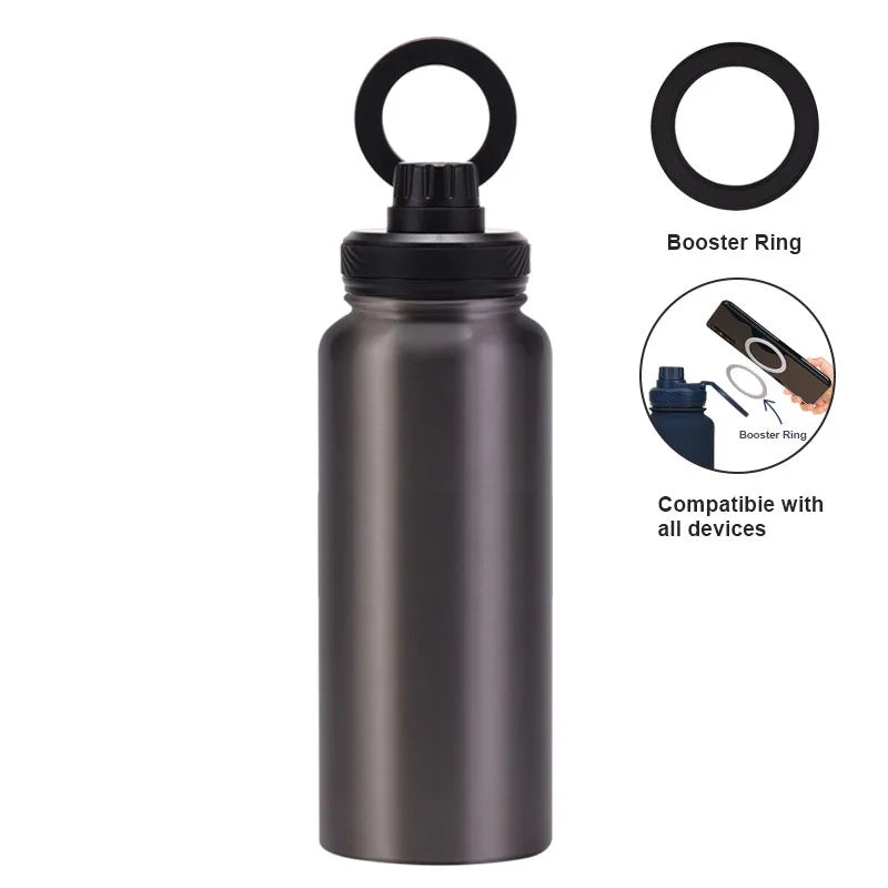 HydroMag Plus™ - 2-i-1 Vattenflaska med MagSafe Mobilhållare